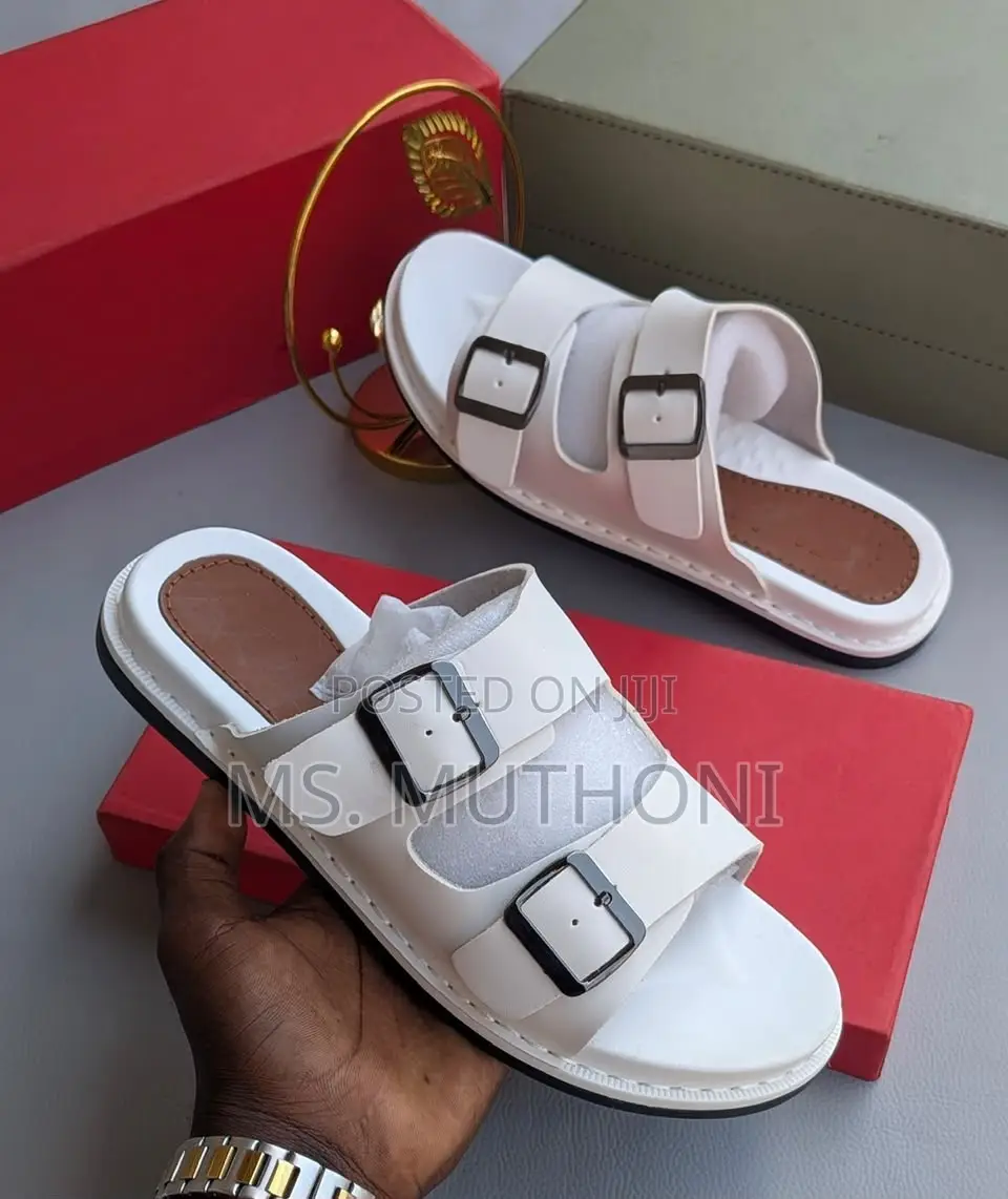 Quality Soft Leather White Men Sandals Size 40-44