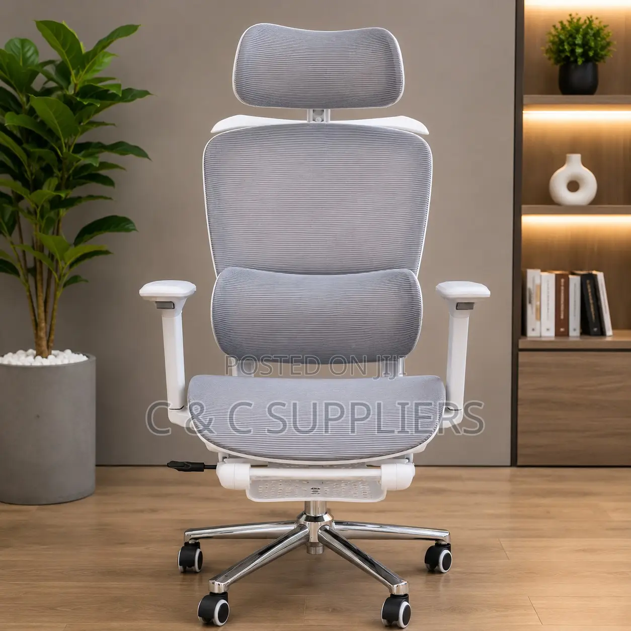 Office White Ergonomic Seat With Armrest