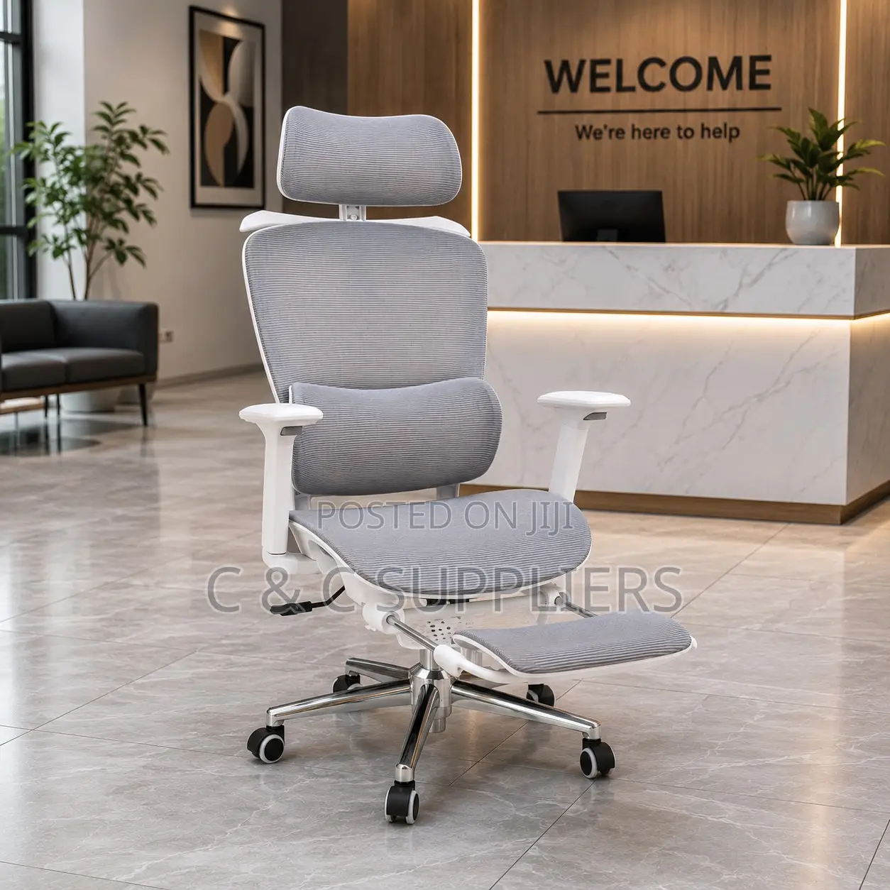 Office White Ergonomic Seat With Armrest