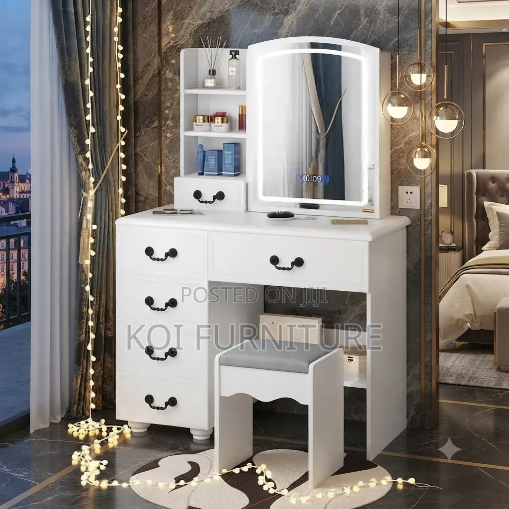 Dressers; White Dressing Room Tone Vanity Set