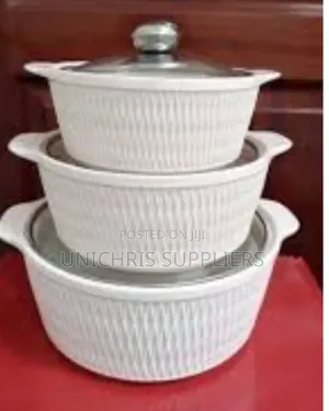 Set of 3 White Soup Pots