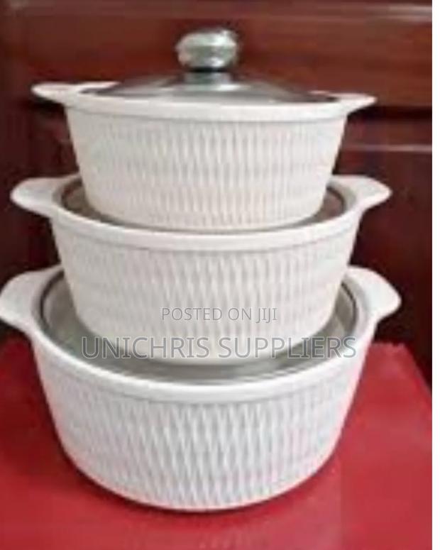 Set of 3 White Soup Pots - main view