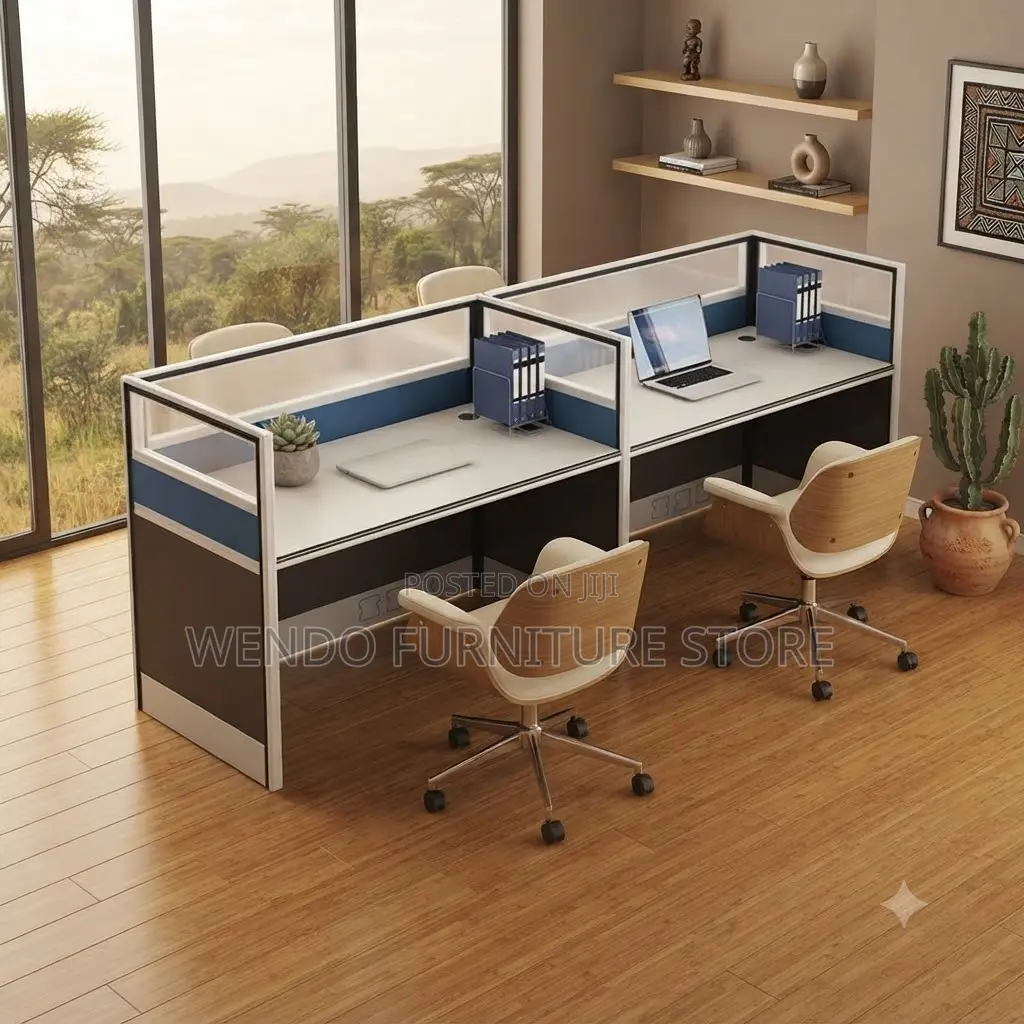 Office Workstation; Two Users Brown Office Privatized Workstation