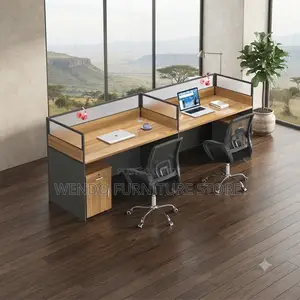 Office Workstation; Two Users Brown Office Privatized Workstation
