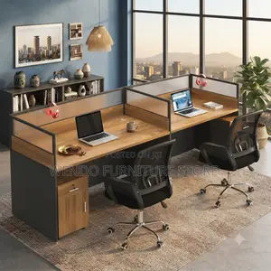 Office Workstation; Two Users Brown Office Privatized Workstation