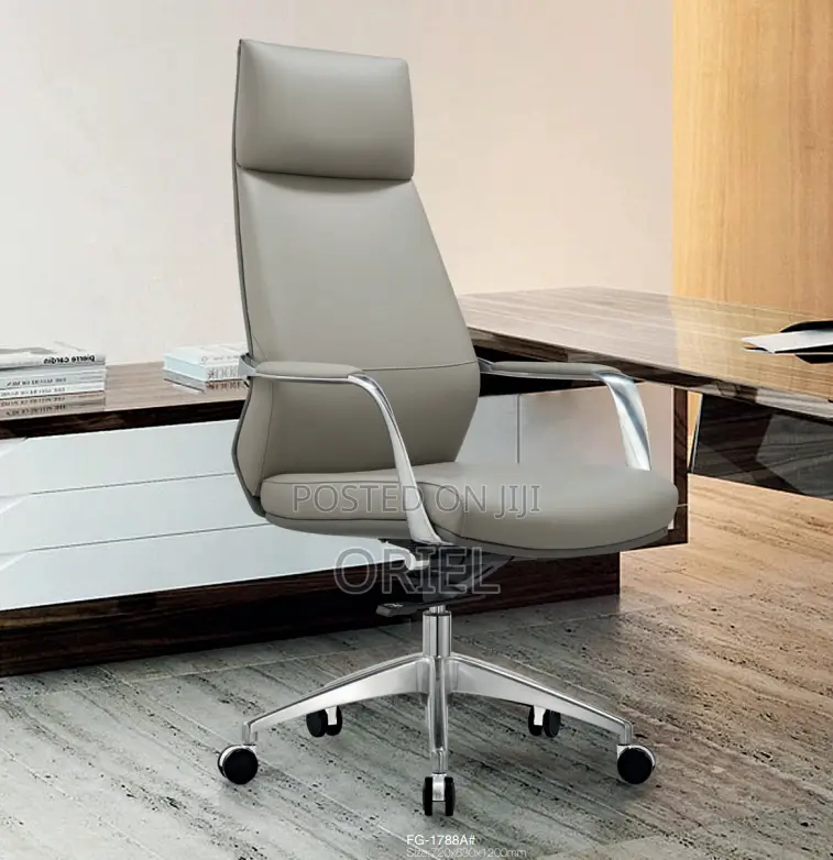 Office Chair : Executive Luxury Office Gray Leather Chair