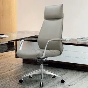 Office Chair : Executive Luxury Office Gray Leather Chair
