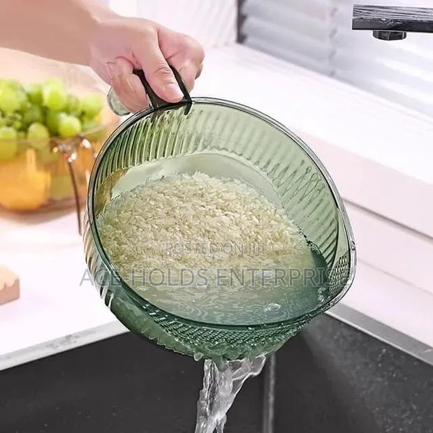 Colander/Rice Drainer - Clear, Transparent Green and Transparent Grey