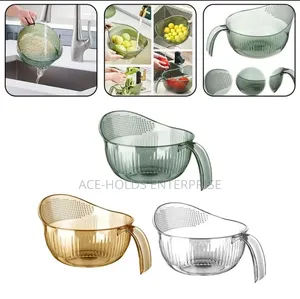 Colander/Rice Drainer - Clear, Transparent Green and Transparent Grey