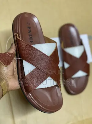 Men’s Leather Criss-Cross Slides Size 40-44