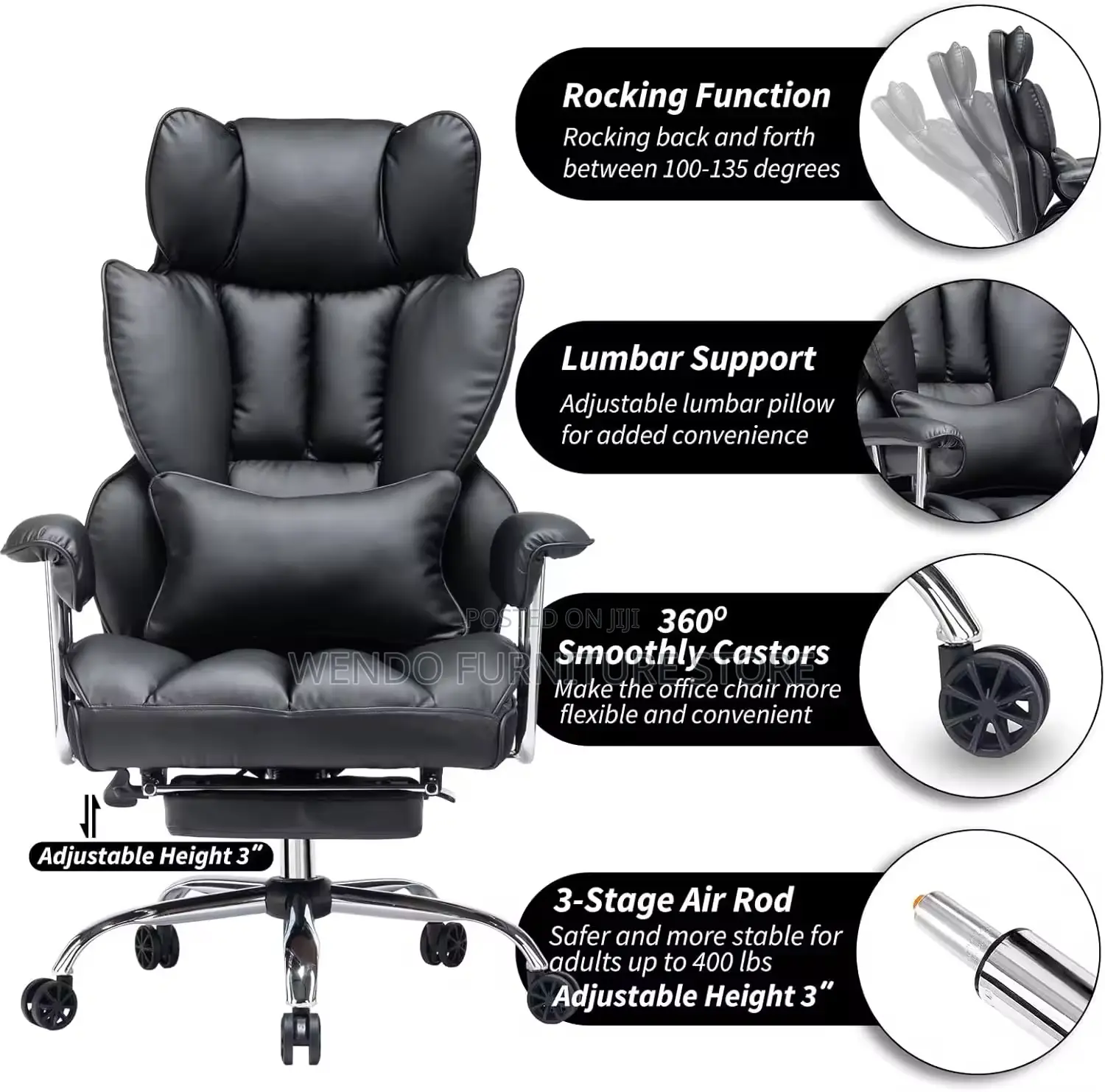 Office Chairs; Executive Leather Office Seat With Butterfly Backrest