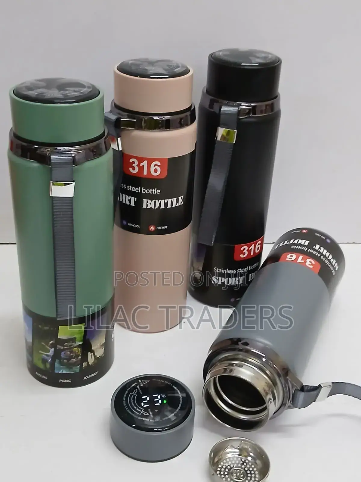 *316 Stainless Steel Thermal Cup With Carrying Strap 800ml