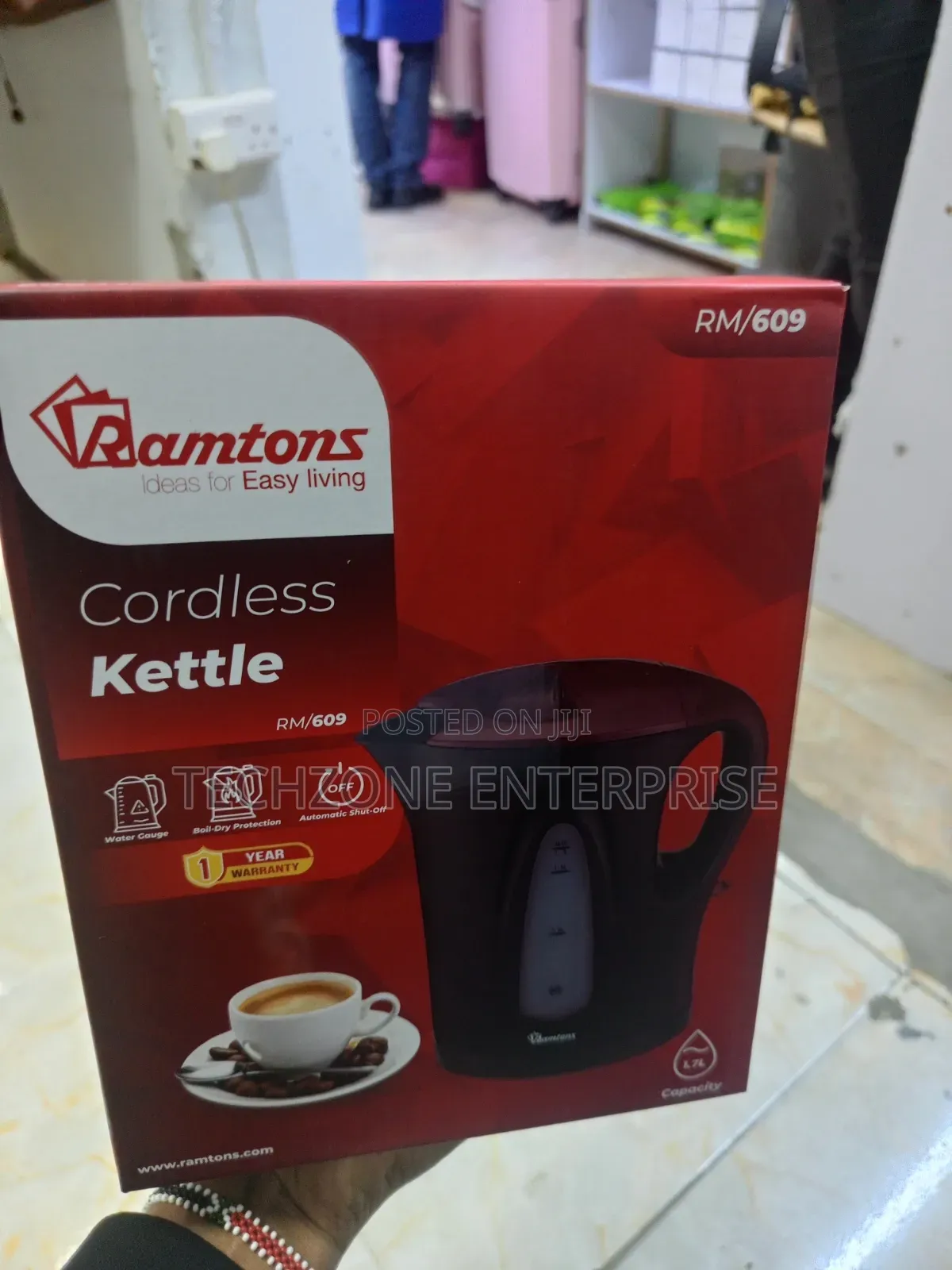 Ramtons RM/609-cordless Electric Kettle 1.7 Litres- Black Red 