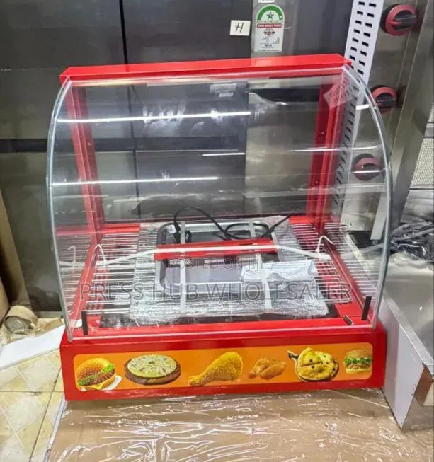 Commercial Food Warmer Display Cabinet – 2 Layer Curved Glass Showcase