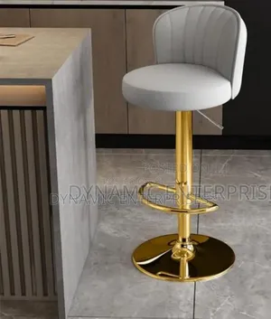 Luxury Modern Swivel Bar Stool - Gold Base Grey Velvet