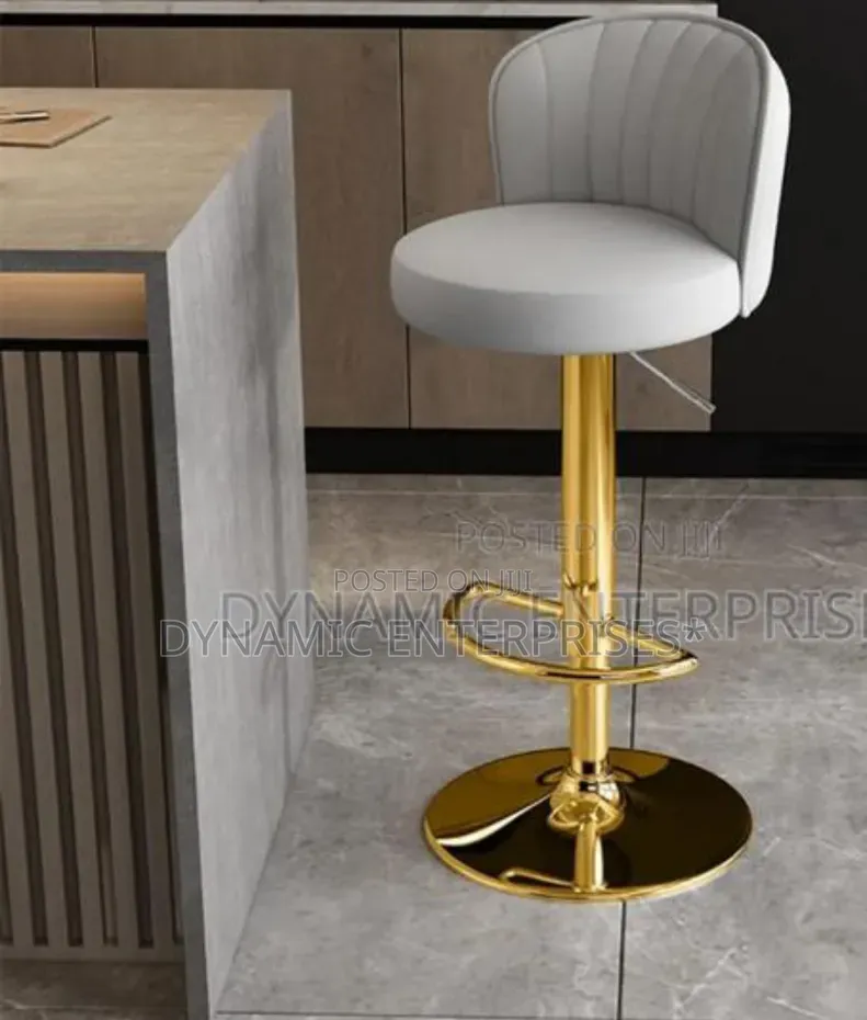 Luxury Modern Swivel Bar Stool - Gold Base Grey Velvet
