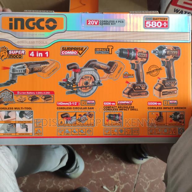 4PCS INGCO Cordless Combo Drill Impact Wrench Circular Saw Multi-Tools