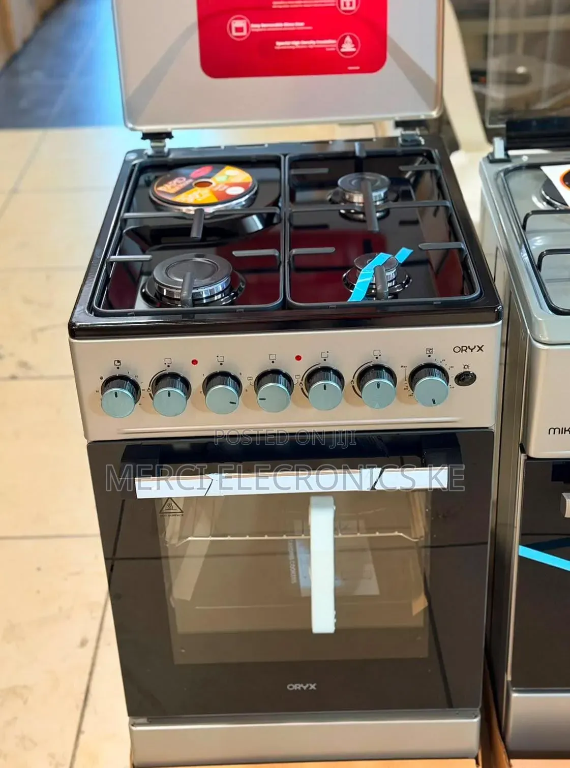 Mika ORYX 50x60cm Standing Cooker: 3 Gas Pool Jet Burners + 1 Electric