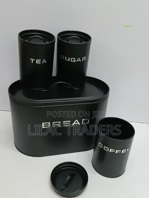 Bread Bin With 3pcs Canister Jar _ Black