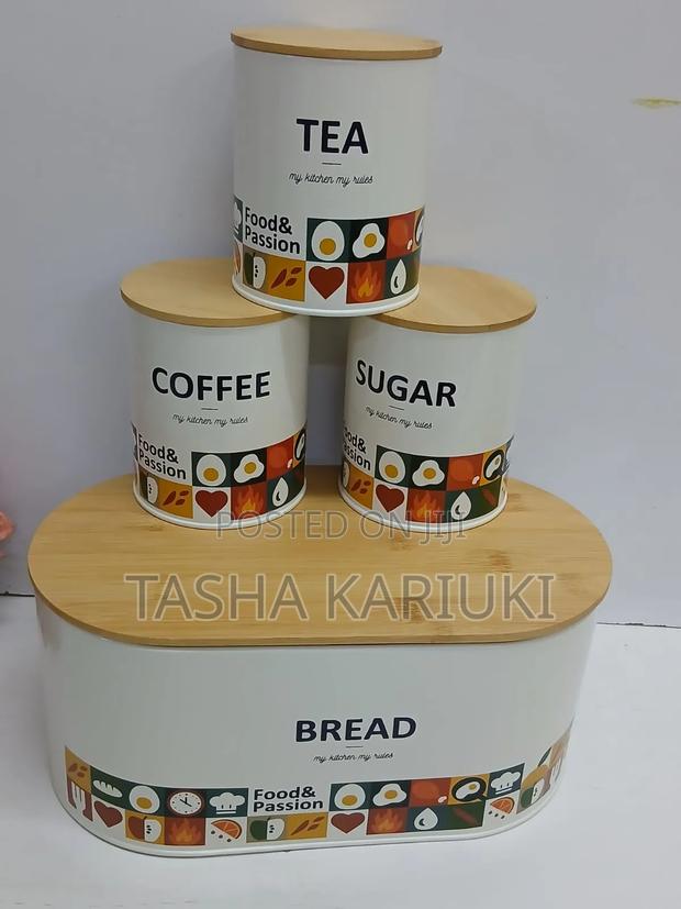 *Unique and Elegant Bread Storage Bin With 3pcs Canisters*