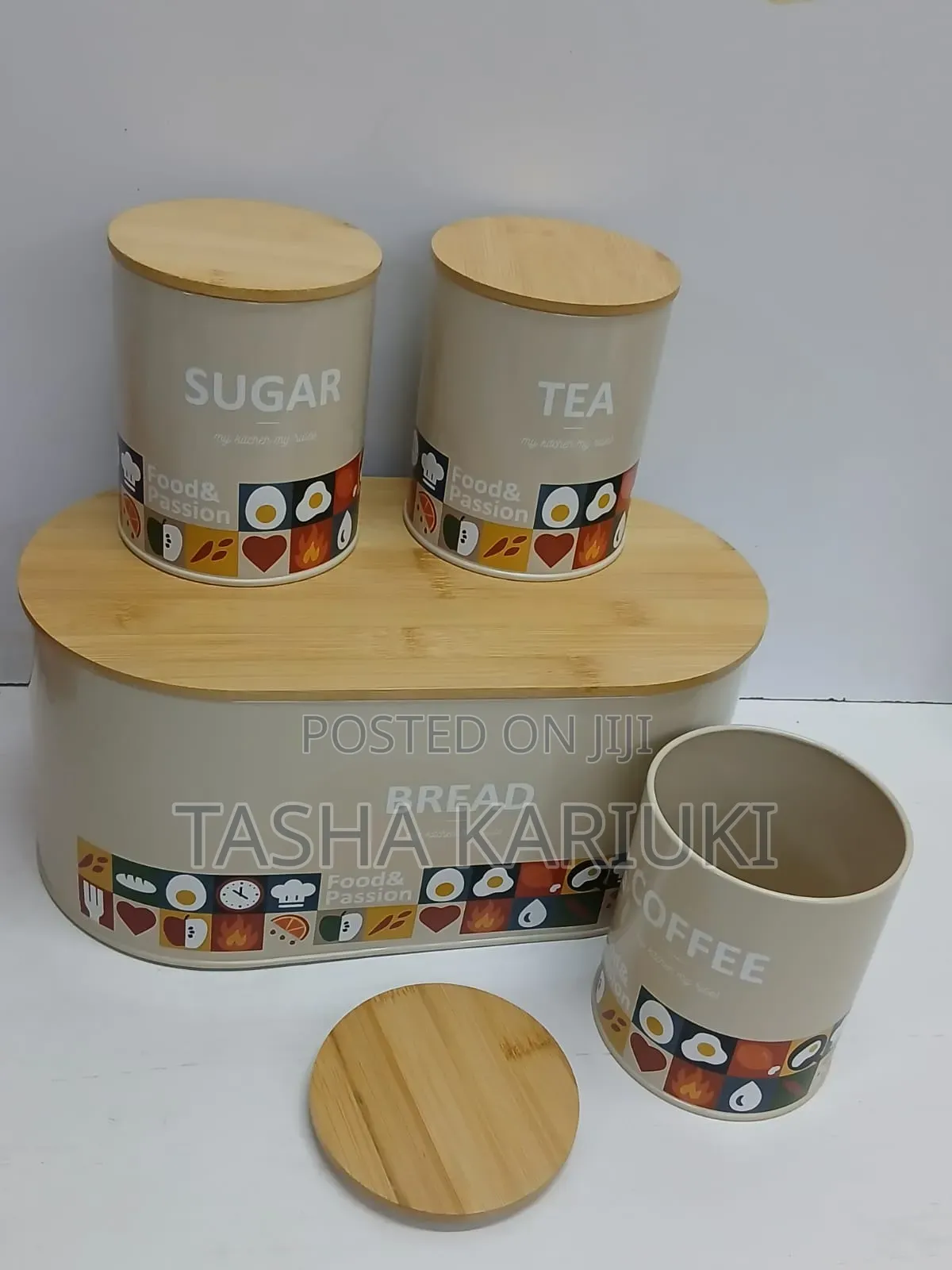 Elegant Bread Bin With 3pcs Canisters