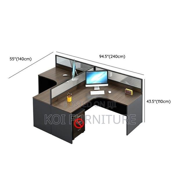 Office Workstation; Two Users Occupation Curved Office Workstation - thumbnail 3