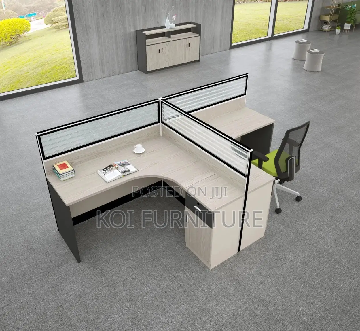 Office Workstation; Two Users Occupation Curved Office Workstation
