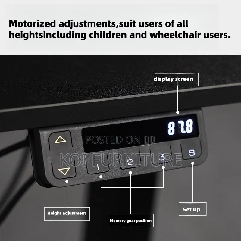 Office Desk; 1.2 Meters Adjustable Black Height Standing PC Desk