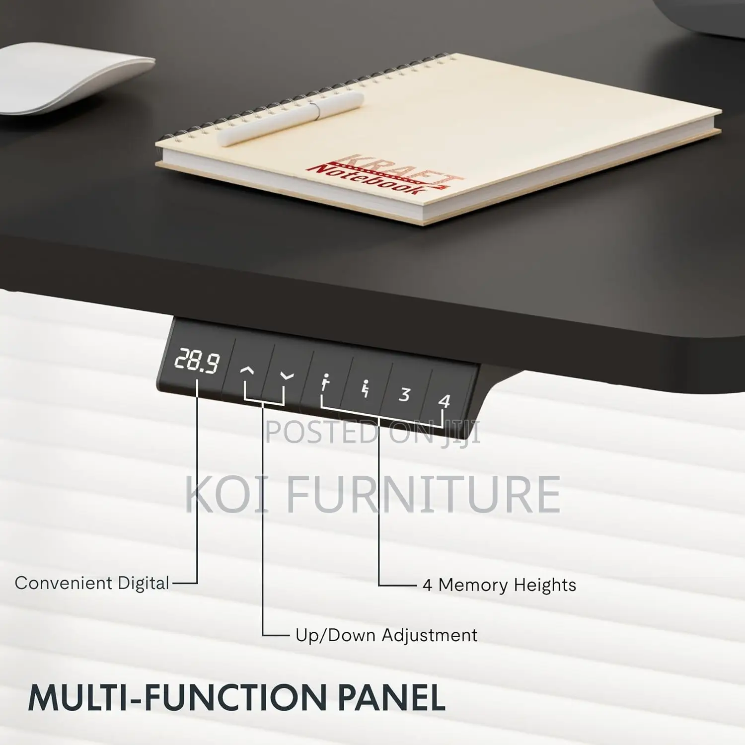 Office Desk; 1.2 Meters Adjustable Black Height Standing PC Desk
