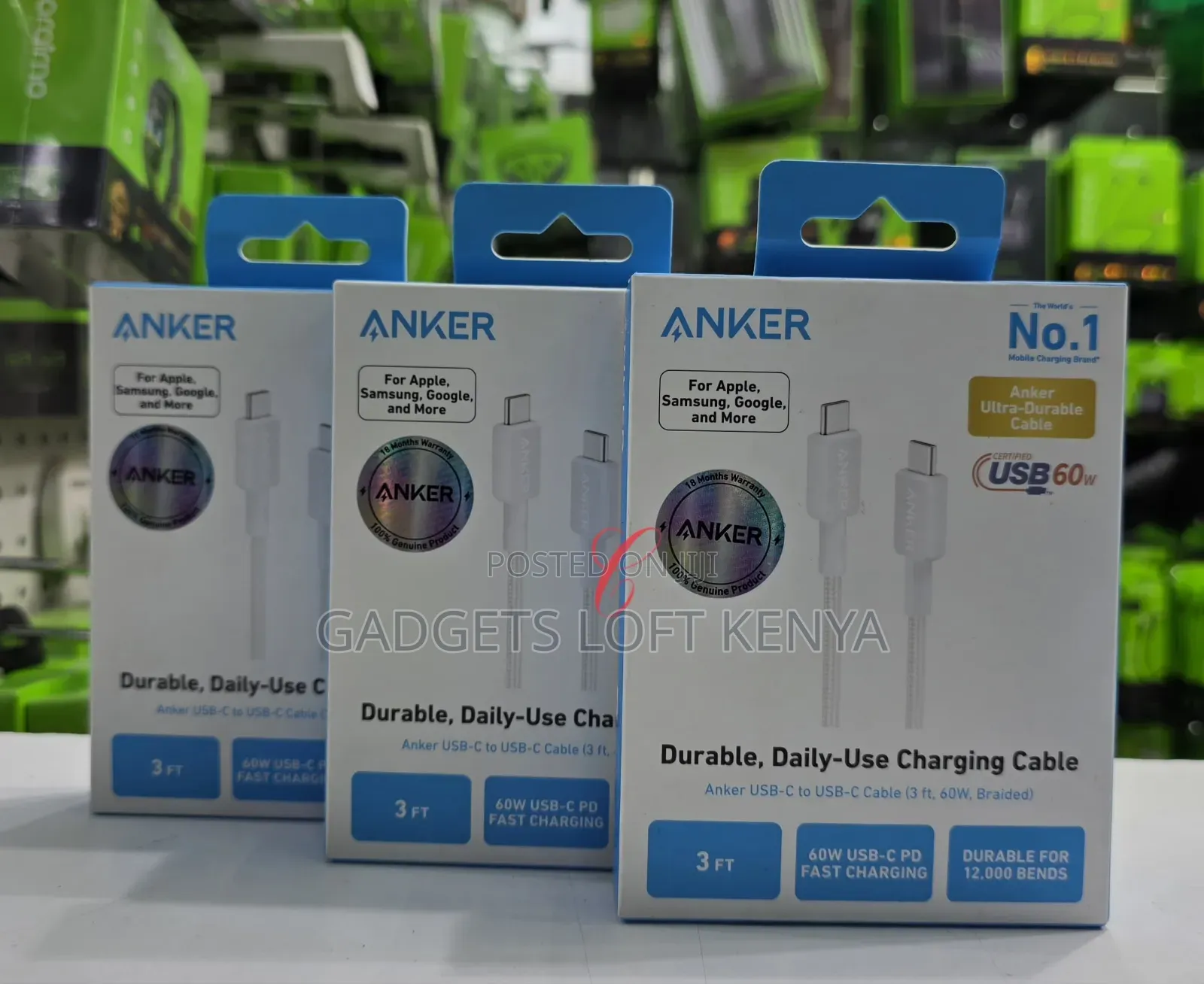 Anker 3ft 60W USB-C to USB-C Braided Cable