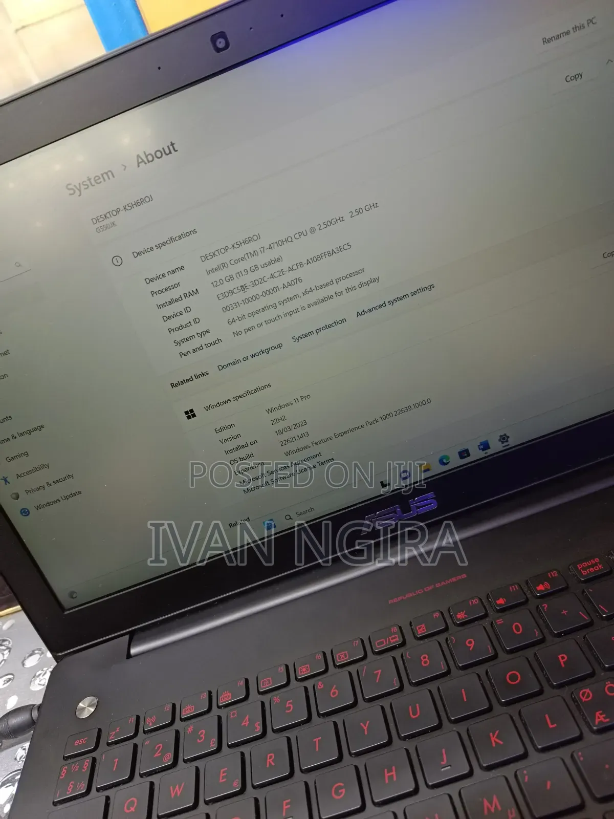Laptop Asus 12GB Intel Core i7 HDD 700GB