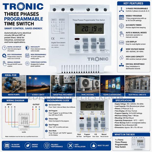 Tronic Digital Timer Switch, Three Phase Digital, Relay Timer Switch - main view