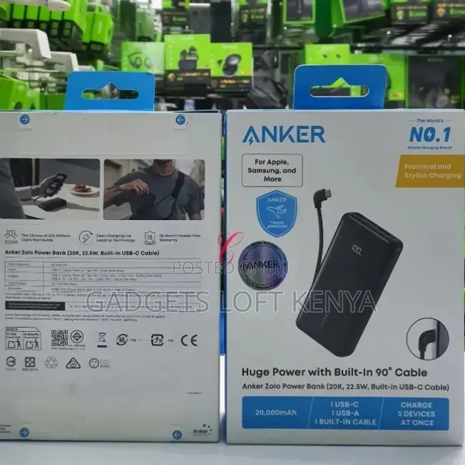 Anker A110EH11 Zolo * 22.5W* Power Bank With Built in USB C Cable
