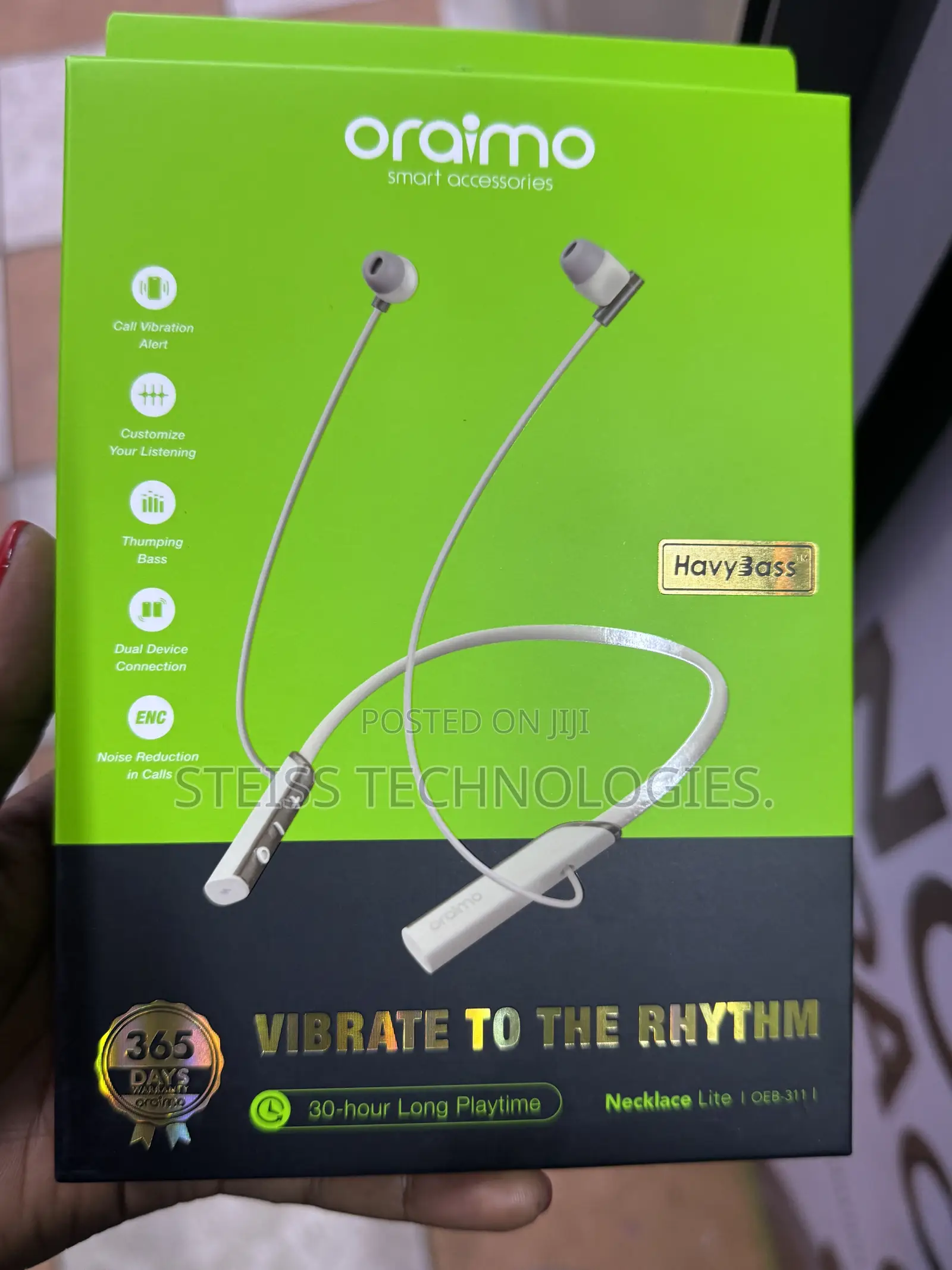 Gold Oraimo Wireless Necklace Lite