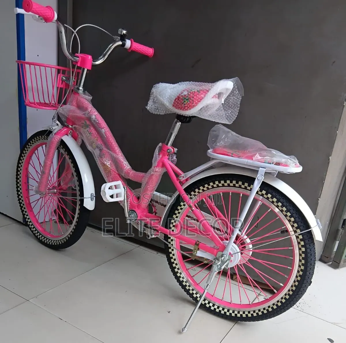 20Inch Pink Kids Bicycle With Front Basket Rear Carrier – Girls Bike