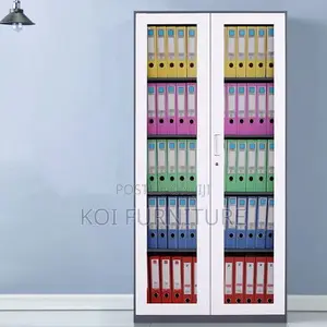 Office Cabinet; Two Door Tempared Full Glass Metallic Filing Cabinet