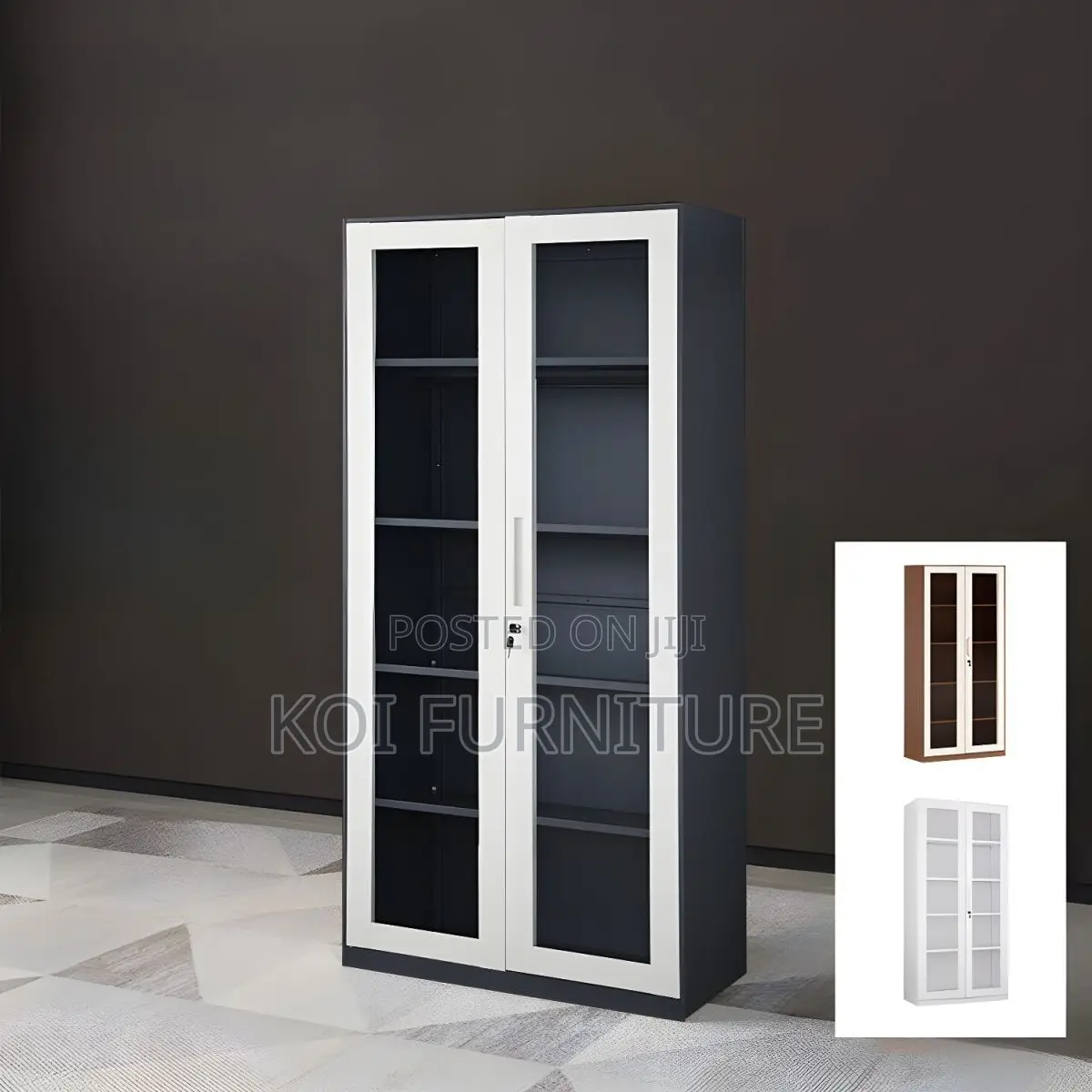 Office Cabinet; Two Door Tempared Full Glass Metallic Filing Cabinet