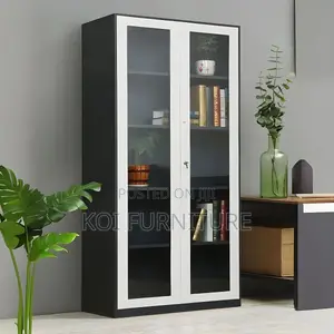 Office Cabinet; Two Door Tempared Full Glass Metallic Filing Cabinet