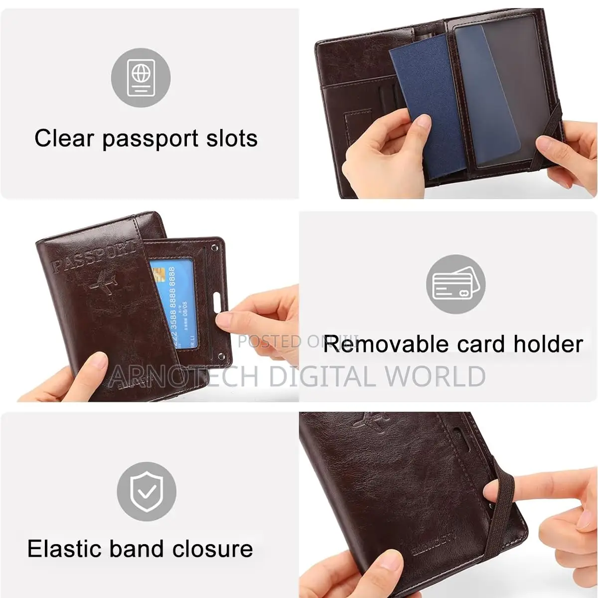 PU Leather Passport Holder With Multi-Card Slots