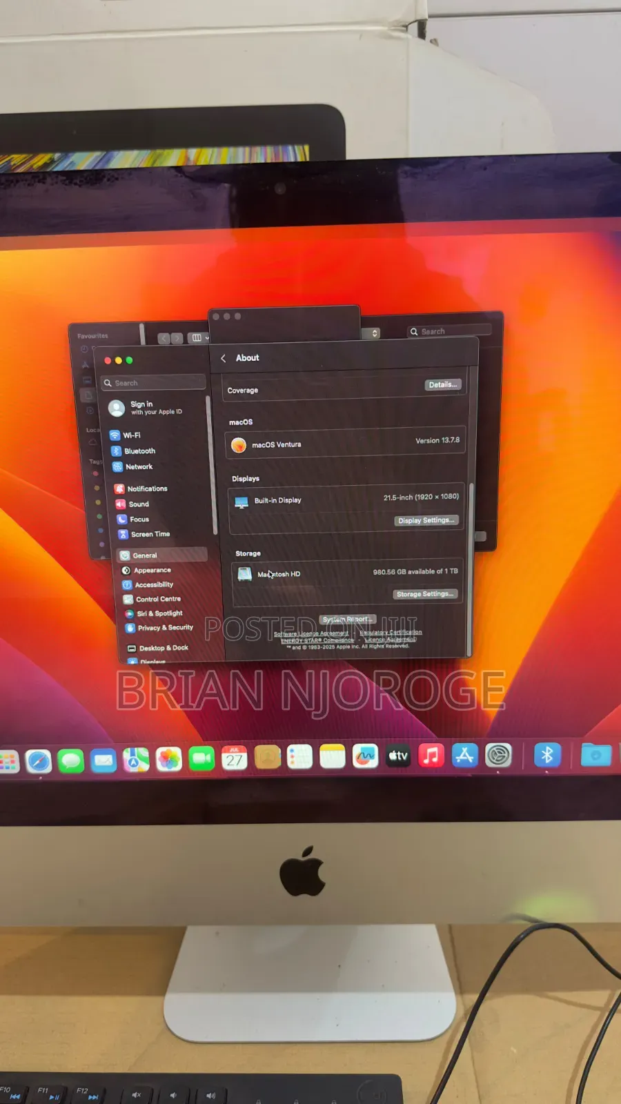 Desktop Computer Apple iMac 8GB Intel Core i5 HDD 1T