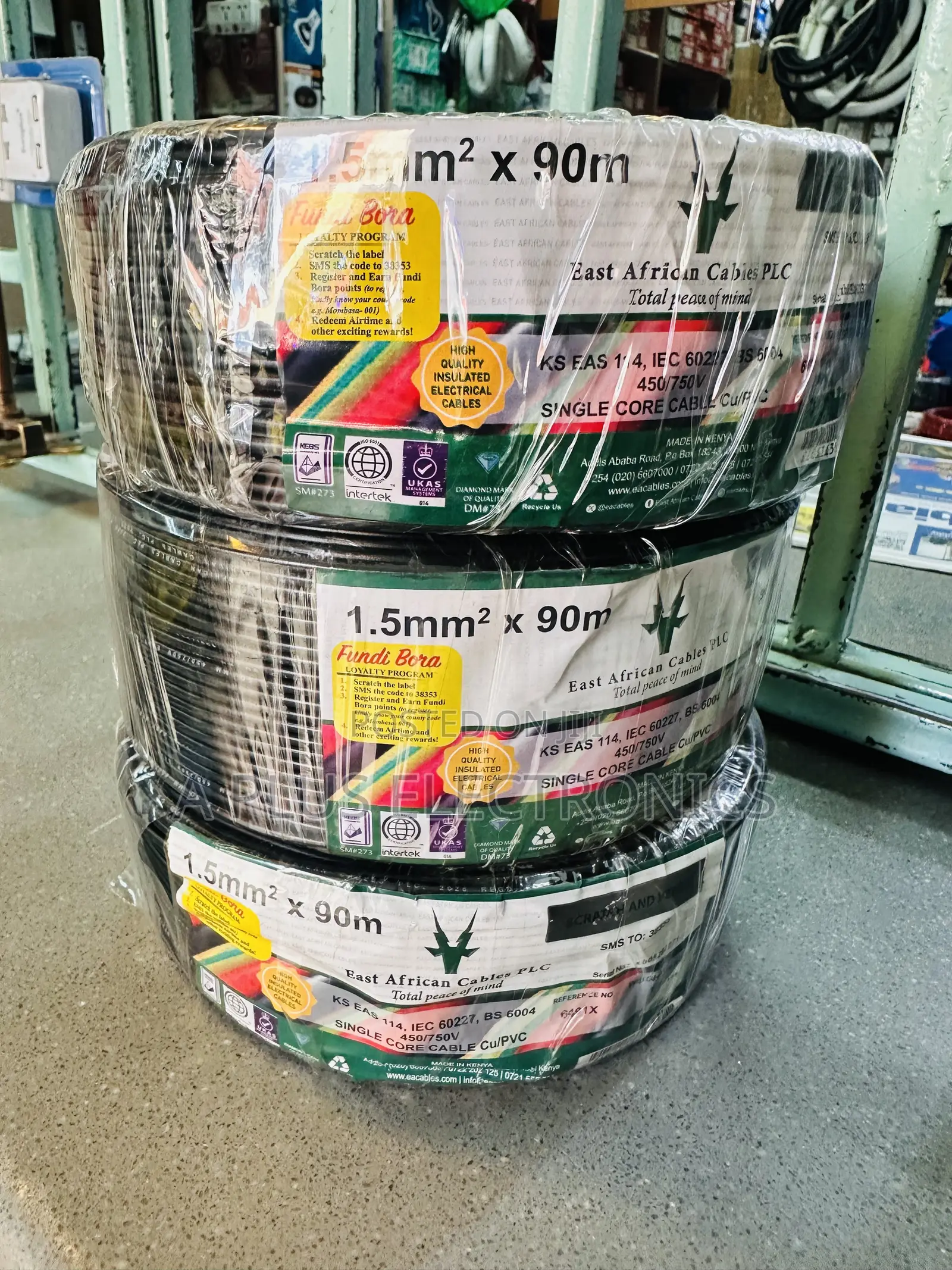 East Africa Cable 1.5mm Single Black 90m Pure Copper Electrical Wire