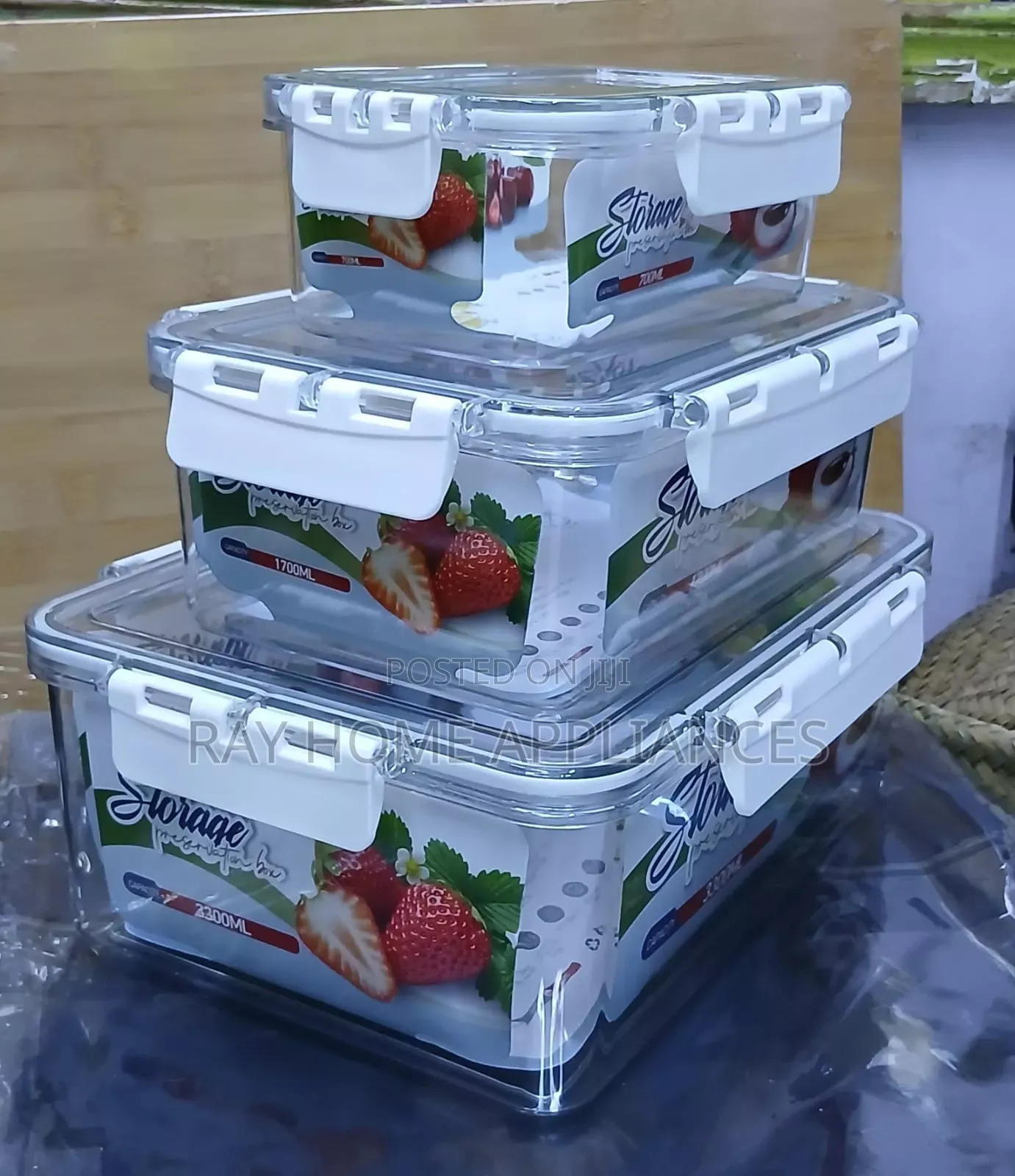 Transparent Airtight Pantry Boxes Capacity:3300ml , 1700ml 700ml