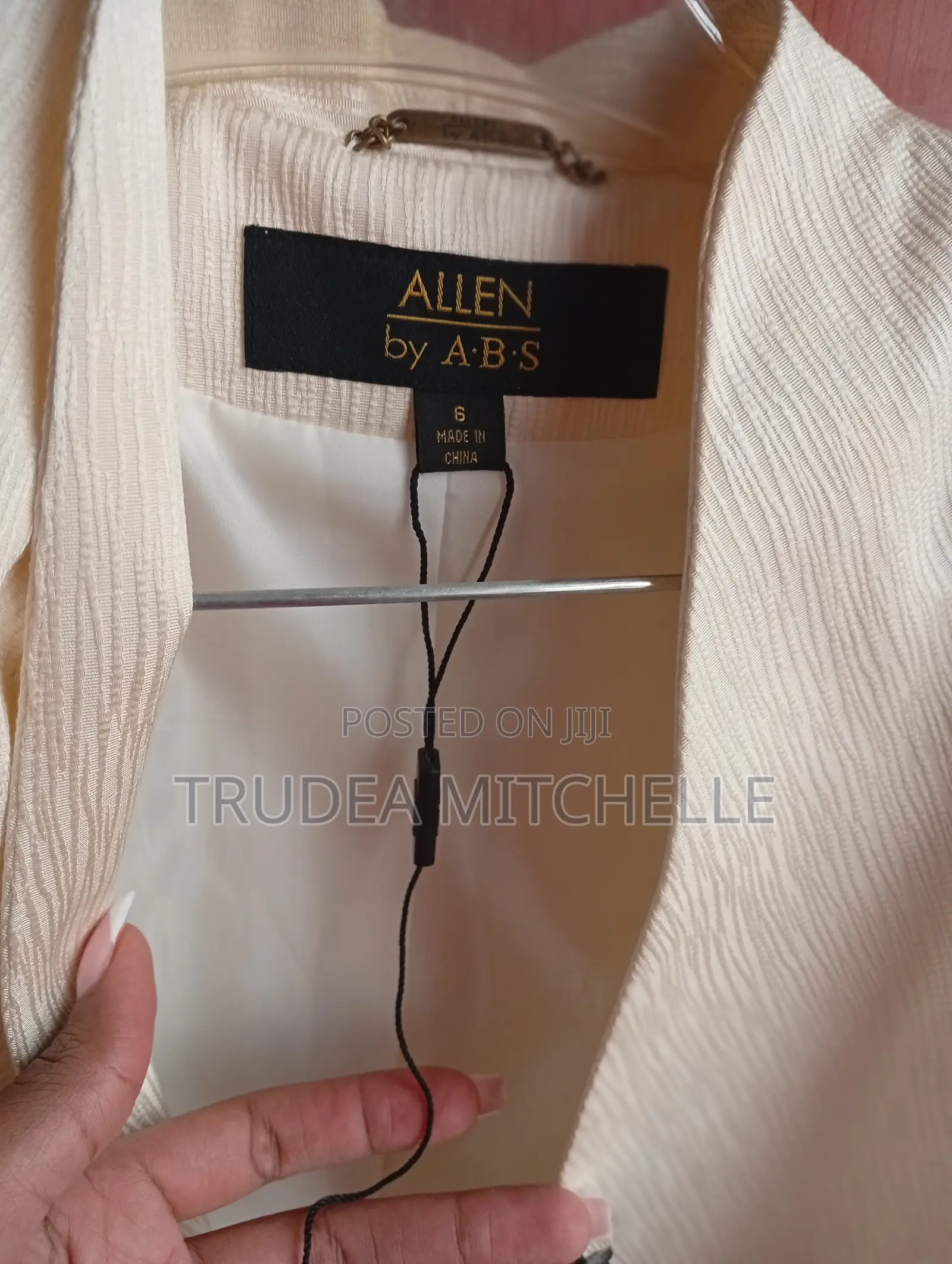 Elegant Ivory Black Women's Suit With Tie Belt–Allen by A.B.S