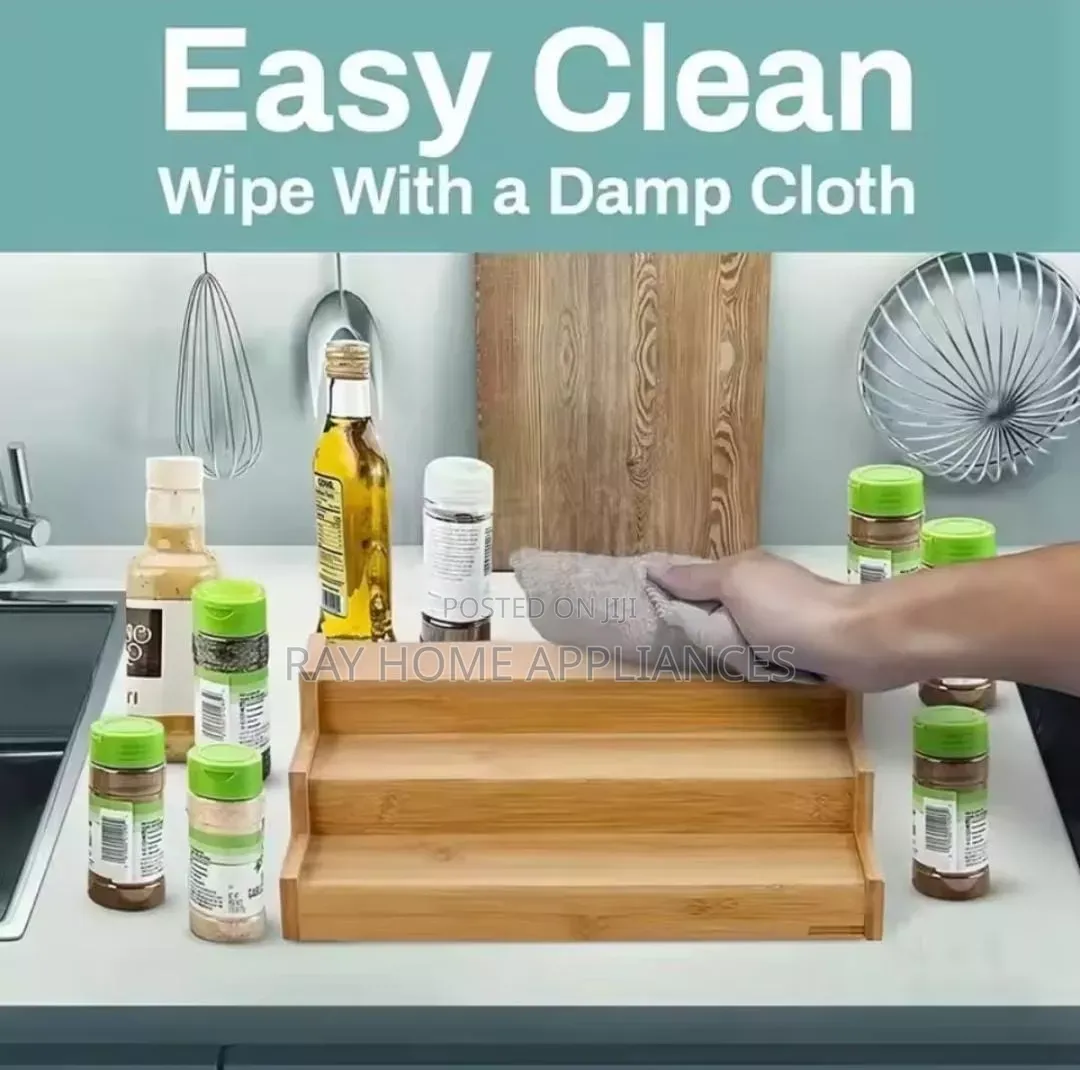 3 Tier Non Expandable Spice Storage Rack Bamboo Material