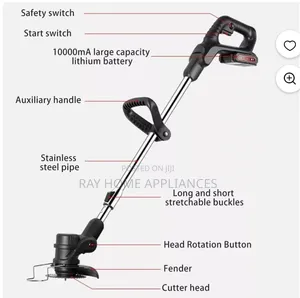 Cordless Electric Lawn Mower With Foldable Adjustable Trimmer