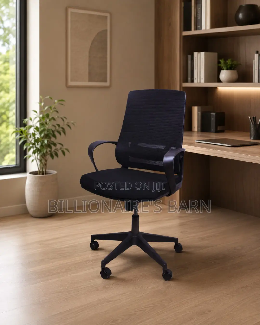 Black Ergonomic Mesh Office Chair Mid Back Lumbar Support Seating