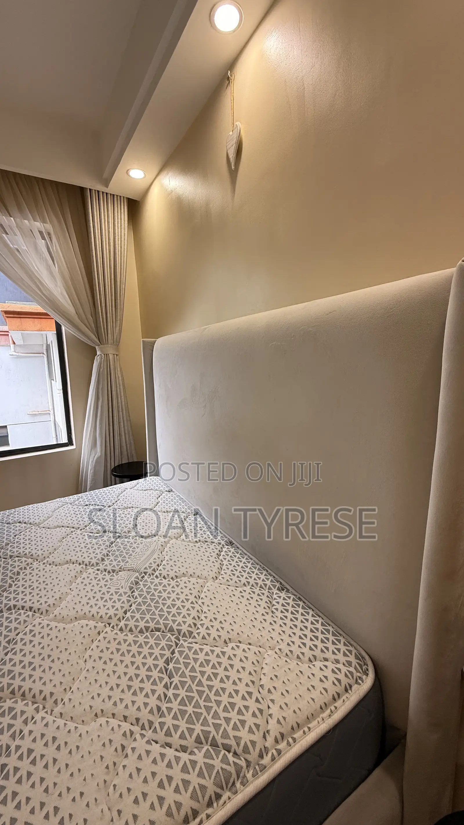 5x6 Upholstered Bed + Dr. Mattress for Sale