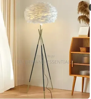 Floor Lamp for Living Room | Gold Stand With White Feather Shade