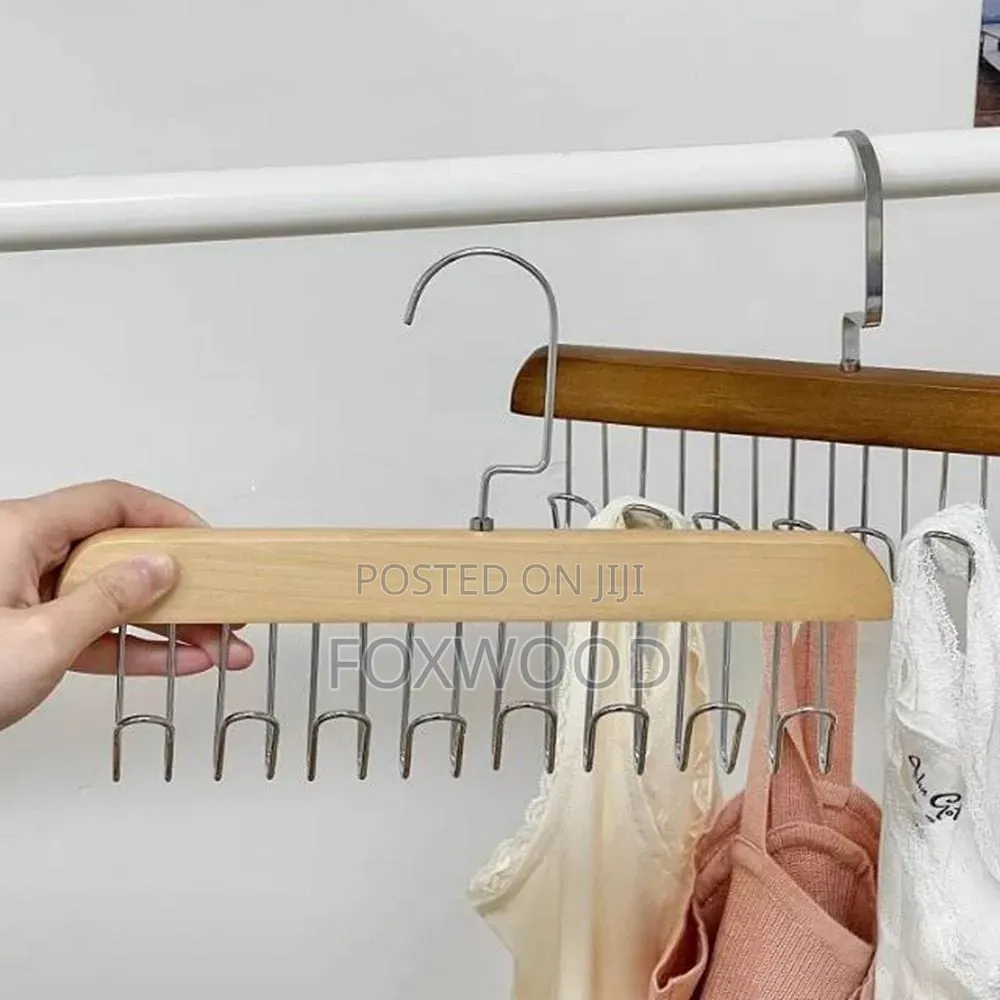 Multipurpose 8 Hook Solid Wood Bra Hanger