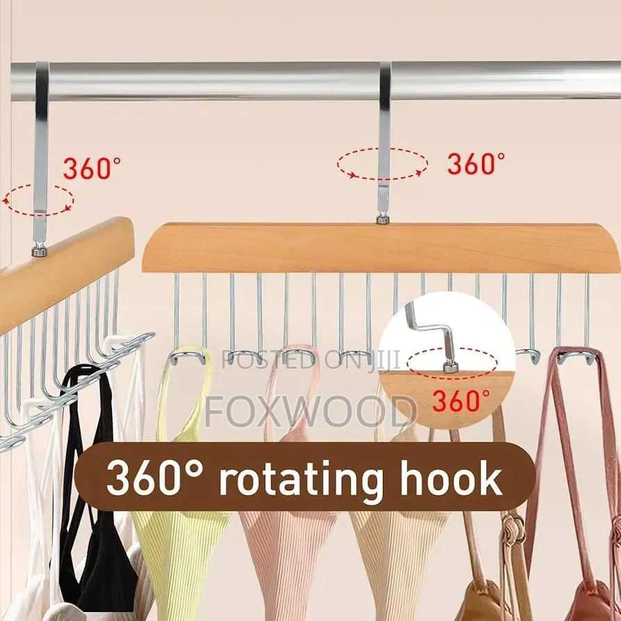 Multipurpose 8 Hook Solid Wood Bra Hanger